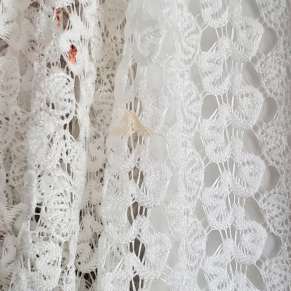 Brittany Black Womens White Lace Floral Poncho Blouse Size Large Spring Summer - Picture 7 of 13